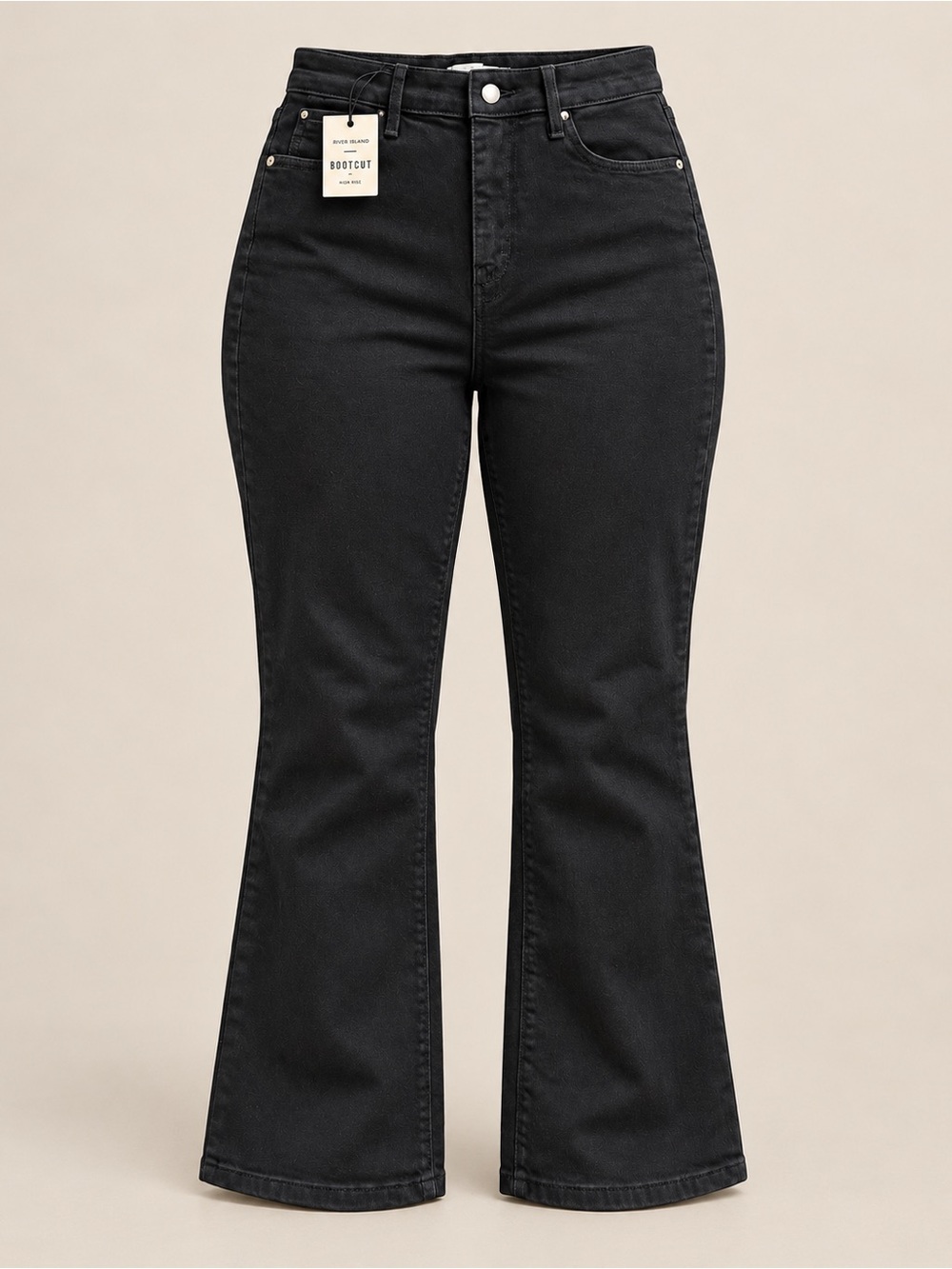River Island Black High Rise Bootcut Jeans US 14 UK 18 Short NWT